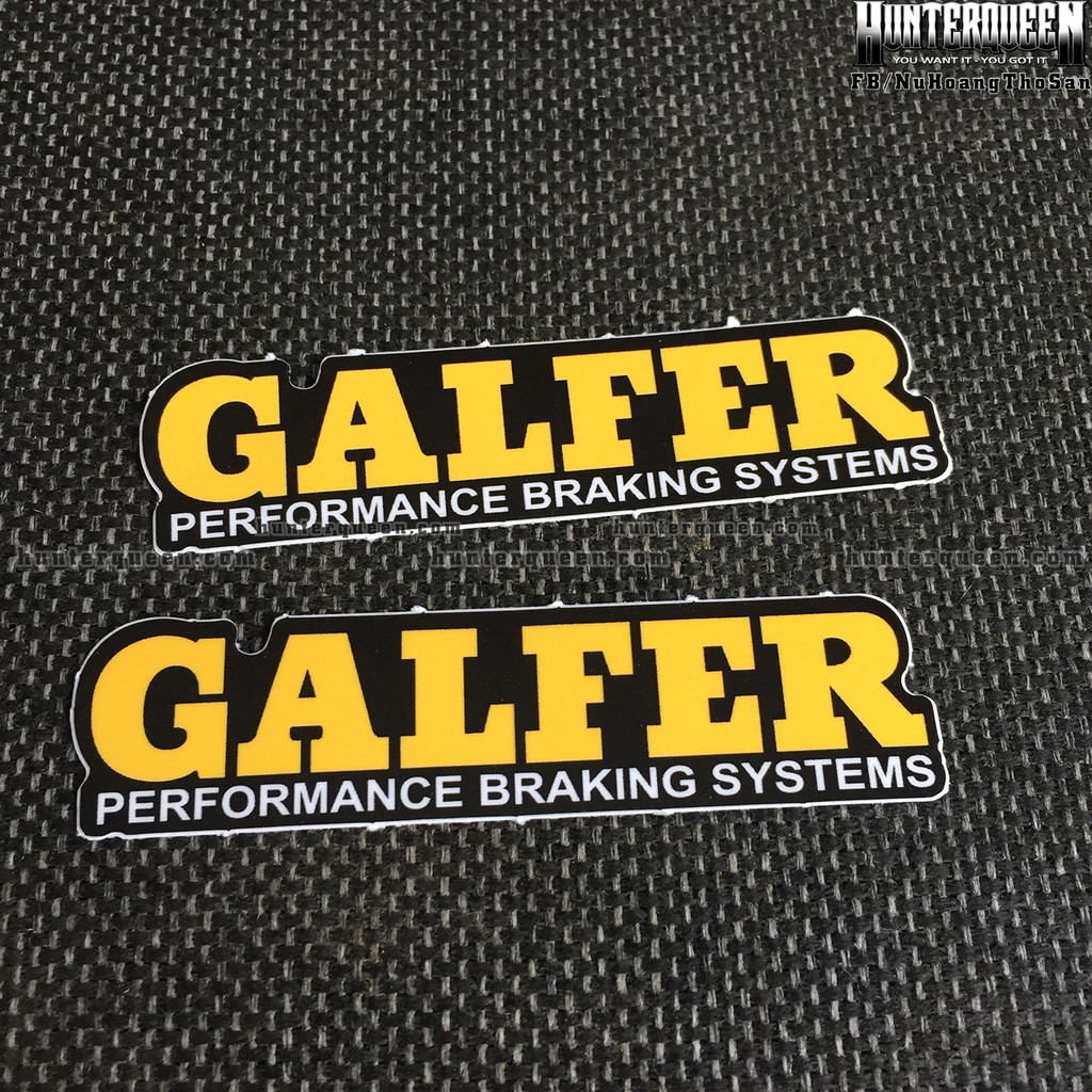 GALFER[9.7x2.4cm] decal cao cấp chống nước, sắc nét, bền màu, dính chặt. Hình dán logo trang trí mọi nơi, in theo yêu cầ