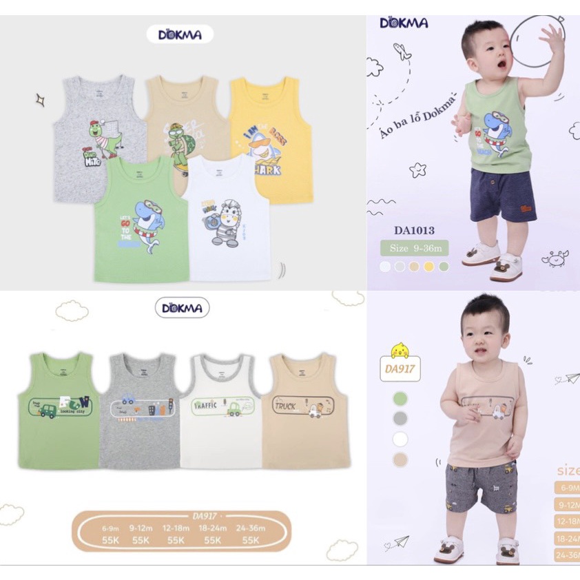 DA1013/917 Áo ba lỗ cotton bé trai Dokma (9-36M)