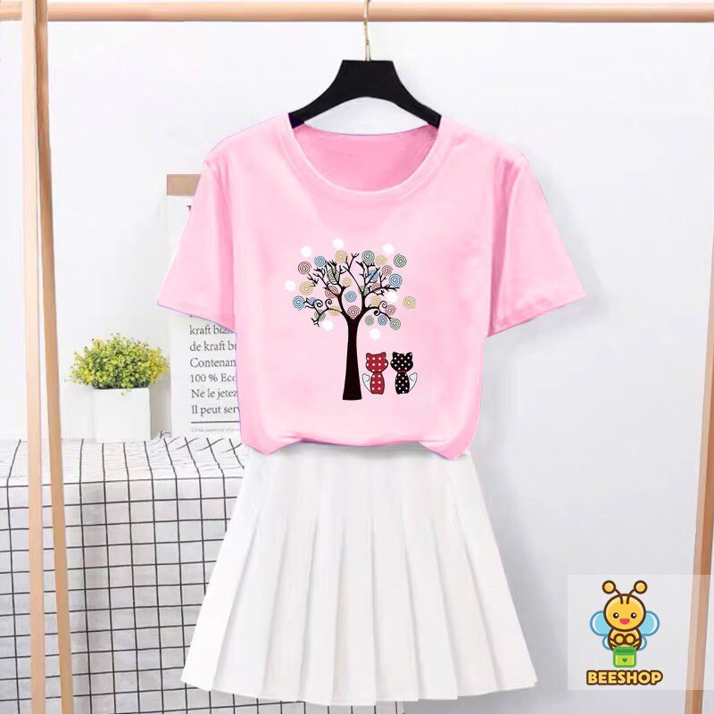 Áo thun ngắn tay bé gái chất cotton cao cấp full size cho trẻ em Beeshop H21004