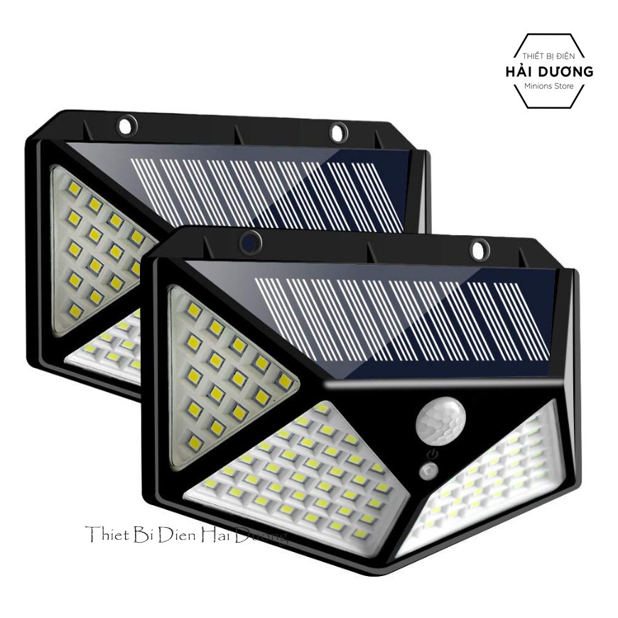 Bộ 2 Đèn led đa giác cảm biển hồng ngoại năng lượng mặt trời (100/114 mắt led) - Bảo hành 12 tháng