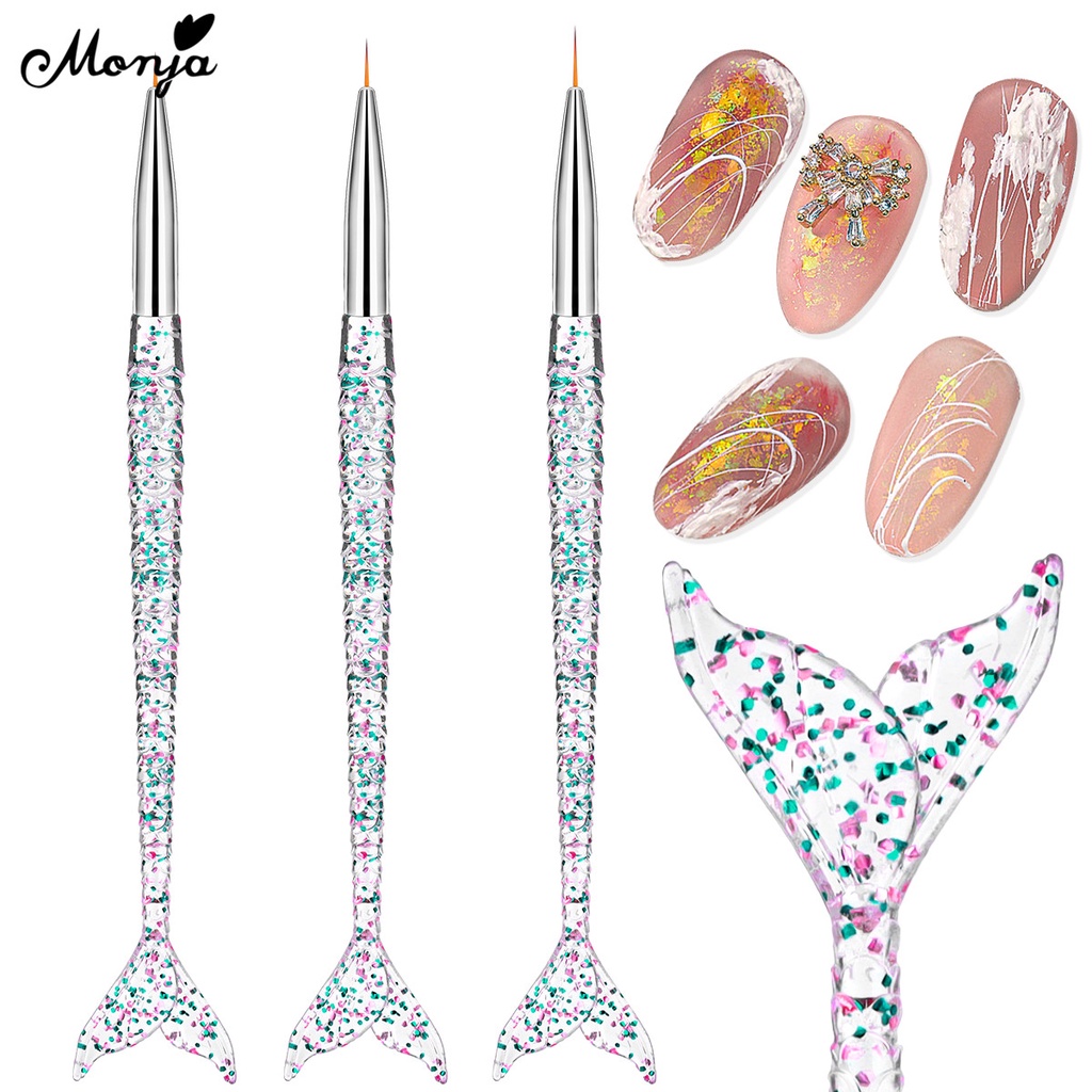 Set 3 cọ vẽ trang trí móng tay nghệ thuật MONJA chuyên nghiệp tiện lợi