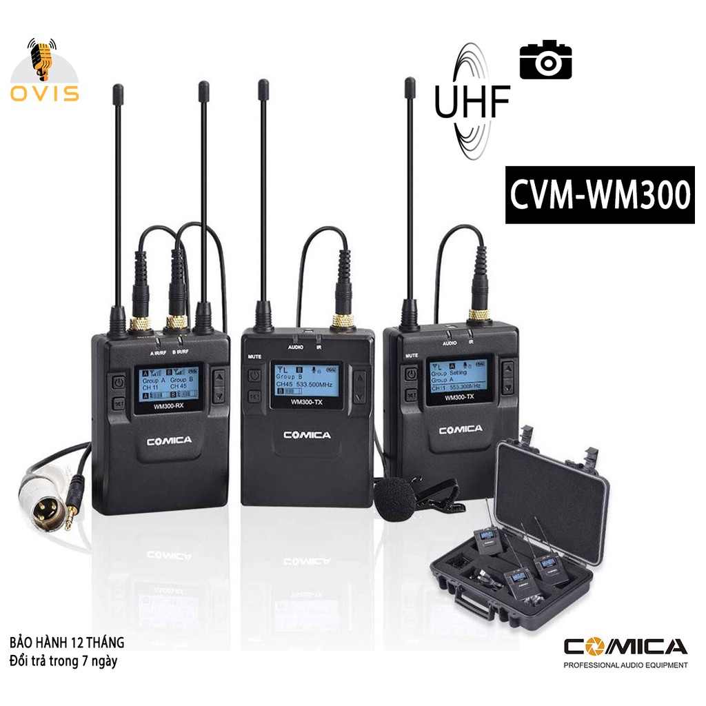 Micro Cài Áo Không Dây UHF Comica CVM-WM300 (A) Cho Máy Ảnh