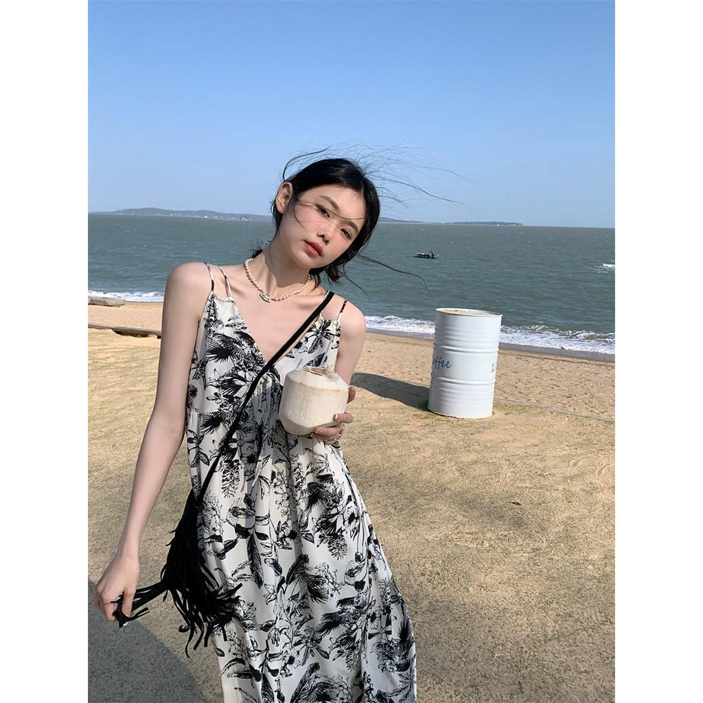 63378 Phong Cách Mới Váy Yếm Vẽ Mực