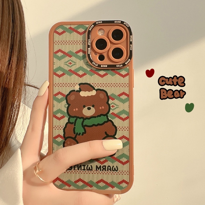 (SIÊU RẺ) Ốp gấu quàng khăn warm winter 6/6plus/6s/6splus/7/7plus/8/8plus/x/xr/xs/11/12/13/pro/max/plus/promax