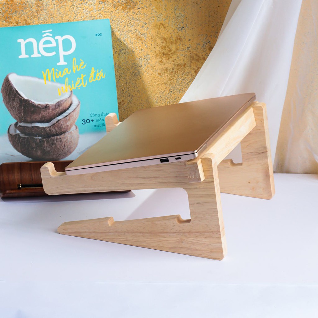 Wooden Laptop Stand - Giá/kệ đỡ tản nhiệt laptop, ipad gỗ Plywood cao cấp nhập khẩu
