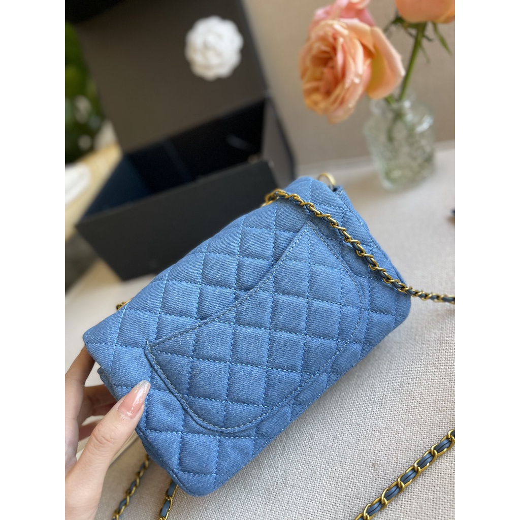 Túi Xách Denim / Vàng Sáng 20Cm Không Hộp