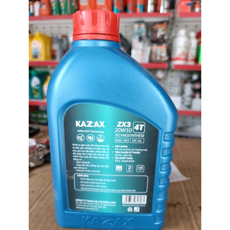 Dầu nhớt xe số Kazax ZX3 20w50 1 lít Nhập khầu chính hãng từ USA