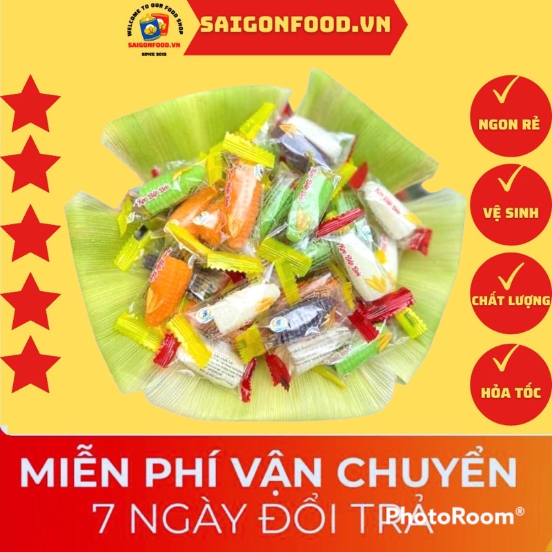 Kẹo dẻo bắp (ngô) mix 5 vị trái cây CHÍNH HÃNG 100% thơm dai ngon ít ngọt không chảy đường, đồ ăn vặt Sài Gòn ngon bổ rẻ