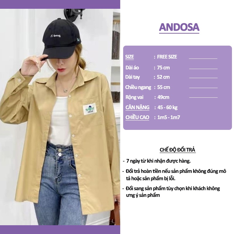 Áo sơ mi nữ tay dài form rộng đẹp kiểu công sở hàng nhập Quảng Châu ANDOSA SM16
