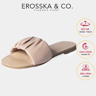 Dép nữ thời trang Erosska quai ngang nhún họa tiết màu trắng - DC002