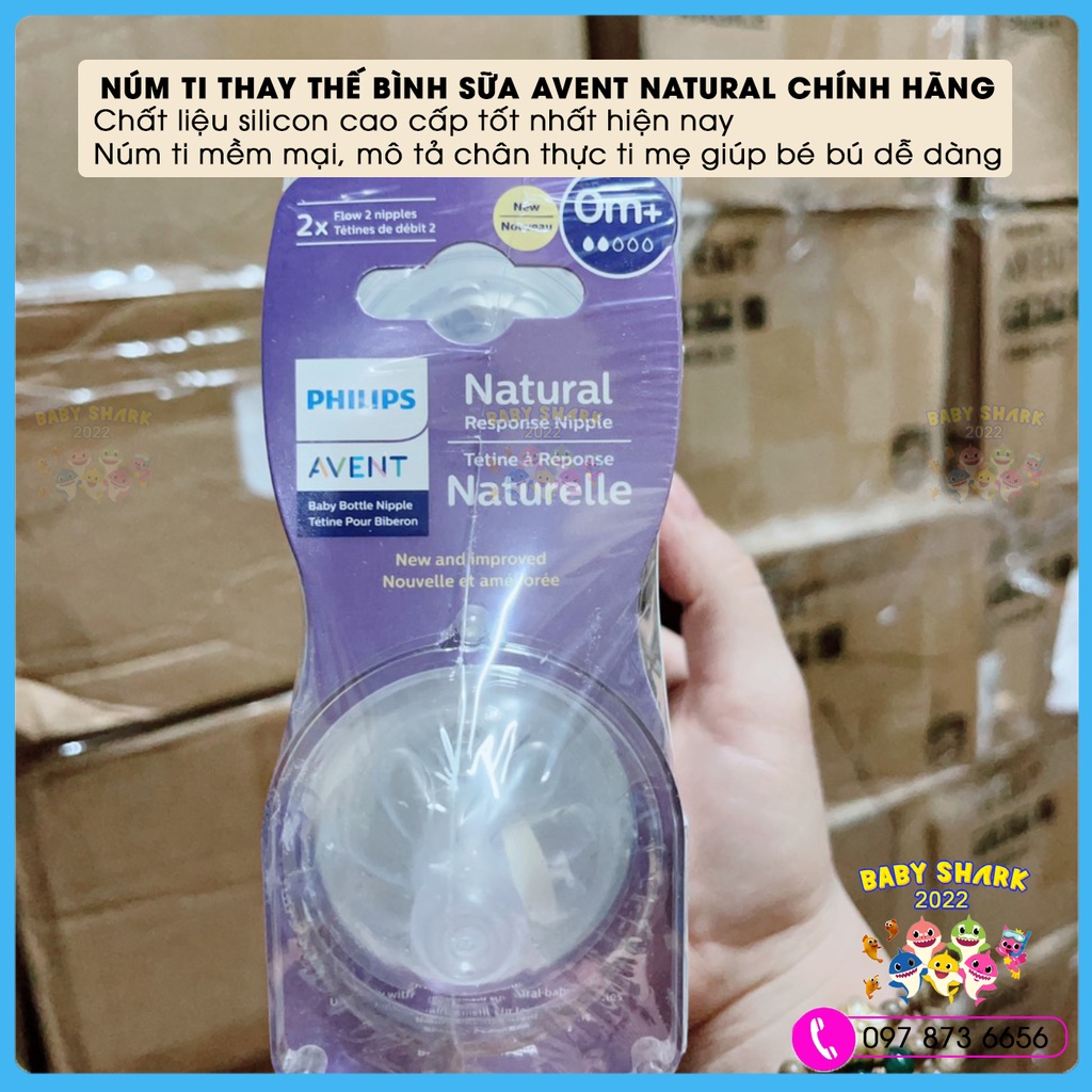 [Mẫu mới] Combo 2 Núm ti thay thế Philips Avent chính hãng size 1,2,3,4,5