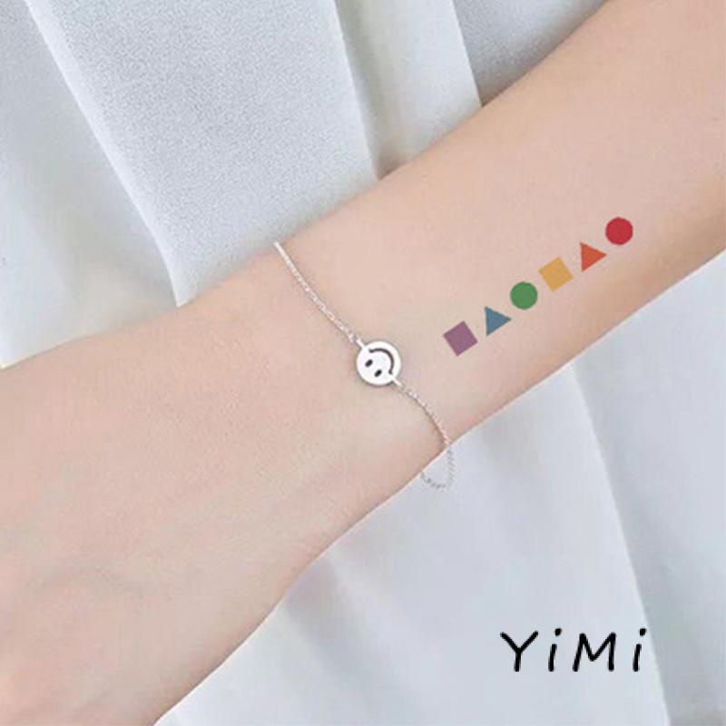 【Siêu rẻ】Dễ thương mặt cười cầu vồng dòng dán hình xăm không thấm nước