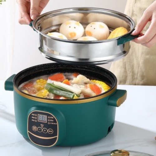 Nồi Lẩu Điện Đa Năng Chống Dính Vân Đá Shanban 24cm Kèm Hấp Inox Cao Cấp