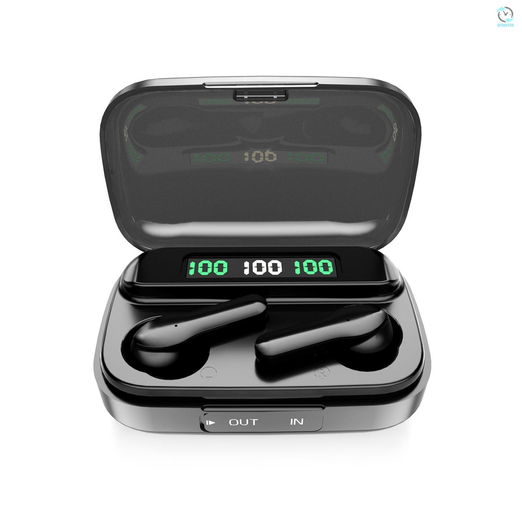 M True Wireless Stereo-209 In-Ear BT Earphones with Stereo Sound Noise Reduction Waterproof Sport Earbuds with LED-Digital Display Touch-Control Headphones HD Call Earbuds Compatible with iOS Android Phones/Tablets/Computers