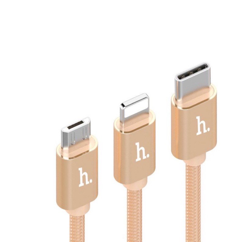✔️CHÍNH HÃNG ✔️Cáp sạc nhanh HOCO X2 3 đầu (3in1) lightning/typec/USB micro dây dù siêu bền chống đứt , chống rối BH 12T