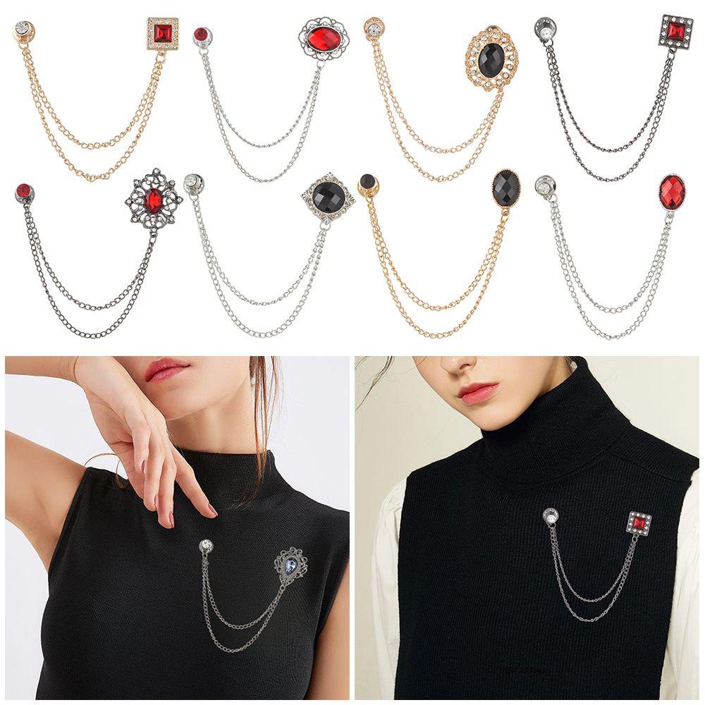 Kẹp Cổ Áo Dạng Chuỗi Tua Rua Thời Trang|Ghim Cài Cổ Áo Thiết Kế Đơn Giản Tiện Dụng