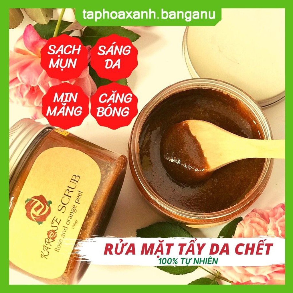 Rửa Mặt Tẩy Da Chết Karose Scrub⚡100% Tự Nhiên⚡Làm Sạch Sâu.Da Sáng Mịn.Giảm Mụn.Kiềm Dầu(100g)