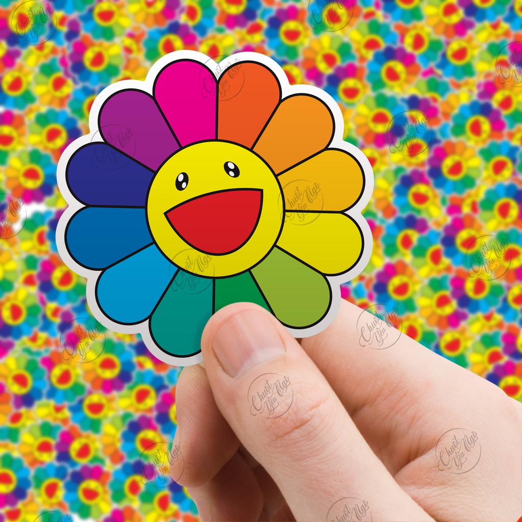 Bộ 20 sticker chủ đề Hoa Mặt Trời Hoa Cầu Vòng Kaikai kiki vui nhộn chống nước dán điện thoại, laptop,... | BigBuy360 - bigbuy360.vn