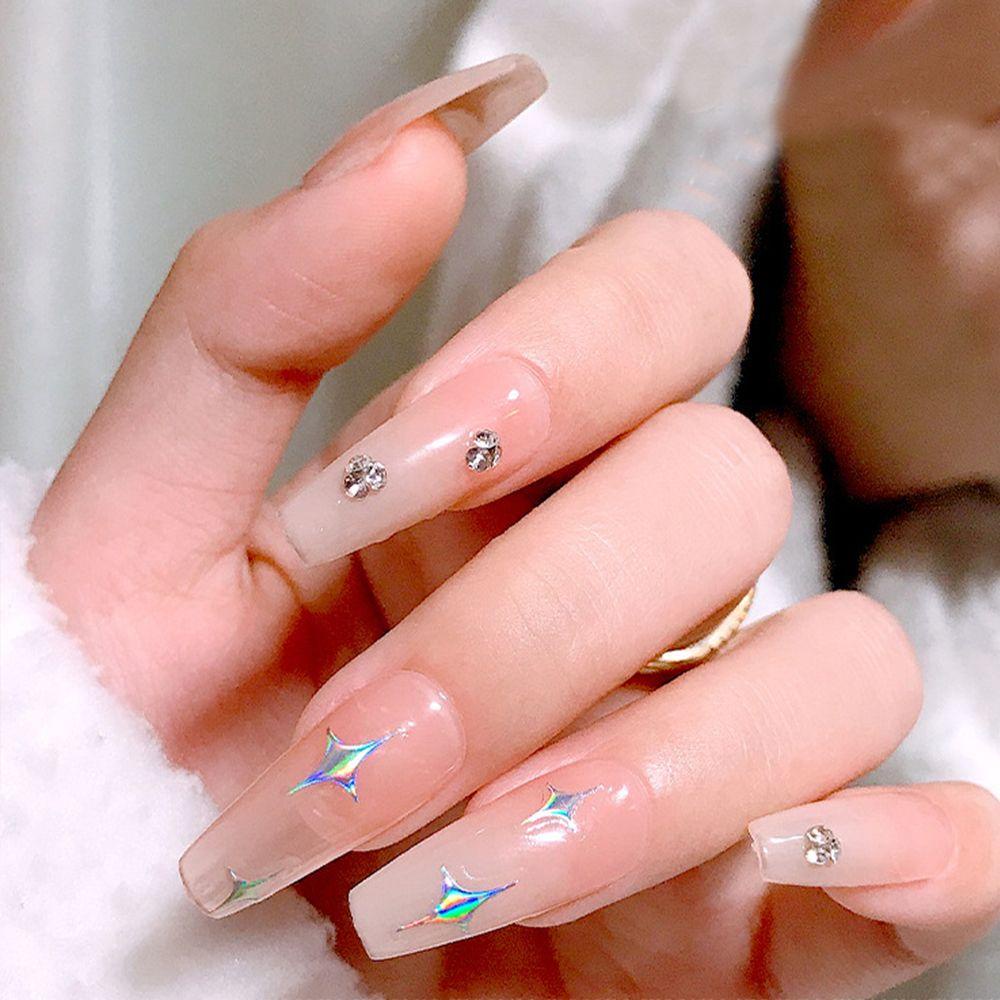 Miếng Dán Trang Trí Móng Tay Nghệ Thuật Tự Dính Họa Tiết Hoa Hồng Laser