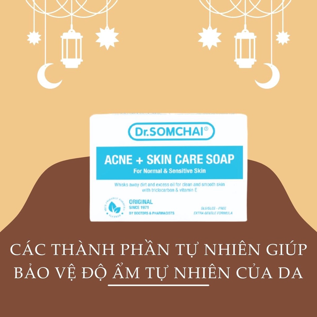 Xà phòng tắm DR. SOMCHAI ACNE SKIN CARE SOAP FOR NORMAL & SENSITIVE SKIN loại bỏ bụi bẩn, bảo vệ làn da nhạy cảm