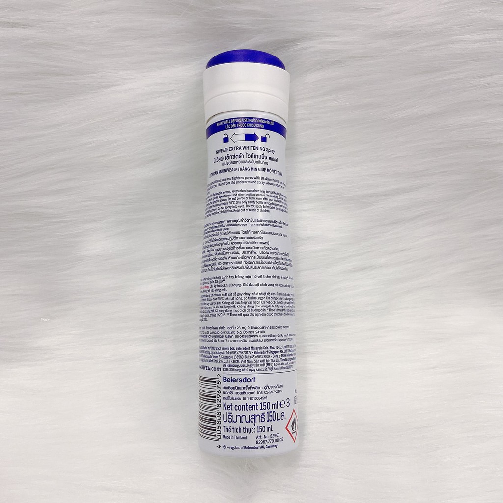 Xịt Ngăn Mùi Trắng Mịn, Mờ Thâm Nivea Extra Whitening Anti-Perspirant 48h Protection Pray 150ml - 82967 | BigBuy360 - bigbuy360.vn
