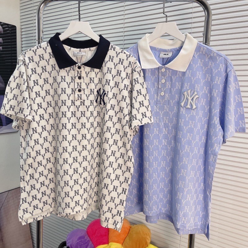 Áo Polo M.L.B Monogram Allover Collar Short Sleeve T-shirt N.Y Yankees, Áo polo MLB