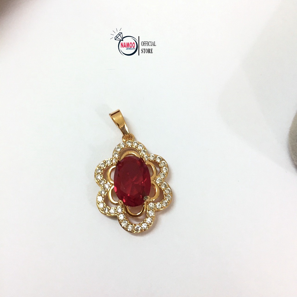 Dây Chuyền Nữ Đính Đá V864 V865 Màu Đá Xanh Và Đỏ kết hợp dây xích 45cm