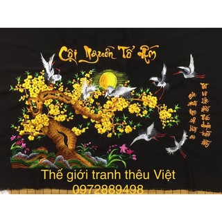 Tranh thêu mai hạc kt lòng tranh 50*80