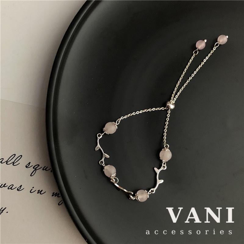 Lắc Tay Khoá Rút Charm Đá Hồng - Vani Store [TS000590]