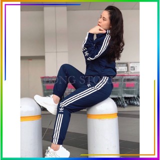 Set đồ nữ, Set bộ nữ thể thao mặc thu đông chất nỉ cao cấp màu xanh dương .