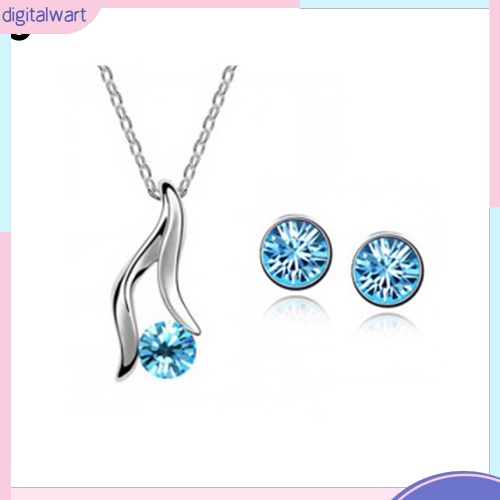 Bộ Vòng cổ + Bông Tai Mạ Bạc Đính Đá Sang Trọng Cho Nữ