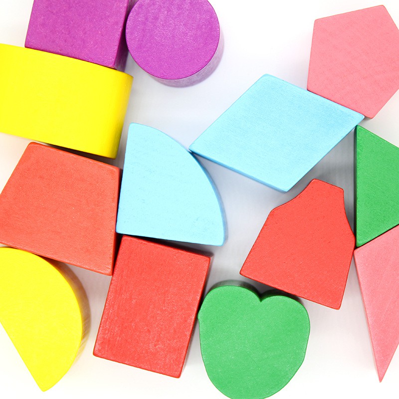 Đồ Chơi Hộp Gỗ Thả Hình Khối 13 Lỗ Hình Vuông Phân Biệt Màu Sắc quà tặng cho bé trẻ em