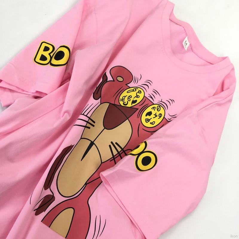 Áo thun cổ tròn ngắn tay bằng cotton họa tiết hoạt hình thời trang đường phố dành cho nữ