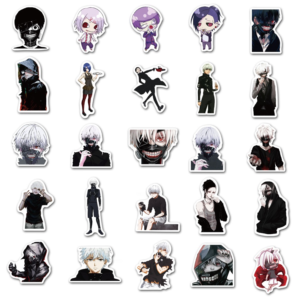 Set 50 Miếng Dán Trang Trí Hình Nhân Vật Tokyo Ghoul