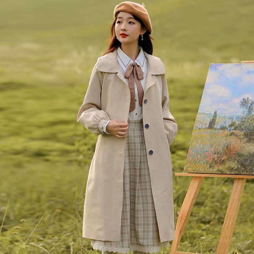 Áo Mangto Dáng Dài Nữ Áo Khoác Gió Mỏng Nhẹ Dáng Dài Vừa Vặn Mùa Xuân Thu Anh Quốc Cho Nữ
