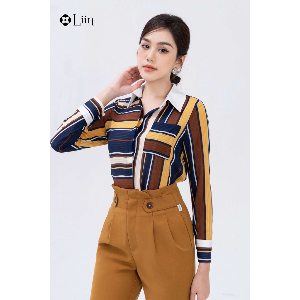 Áo sơ mi dài tay linbi họa tiết kẻ 3 màu trẻ trung, kiểu dáng phá cách liin clothing SM4457