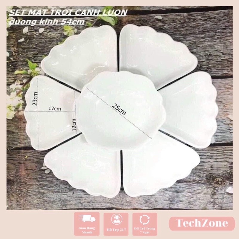 ❌ XẢ LẤY TƯƠNG TÁC❌ Bộ 6 đĩa 1 bát hoa mặt trời, gốm sứ Minh Châu cao cấp