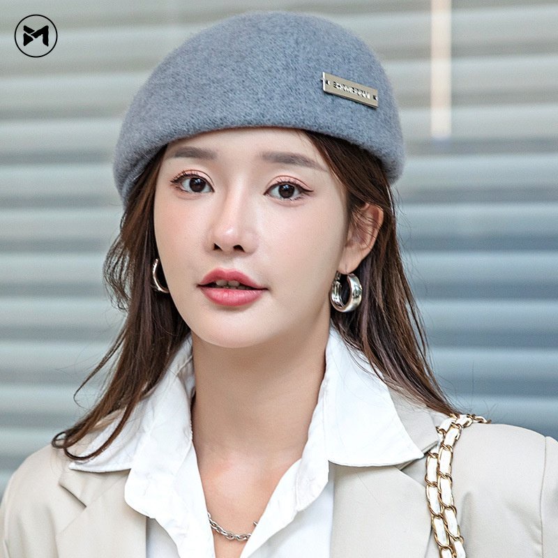 Mũ Beret Len Phong Cách Vintage Anh Quốc Thời Trang Thu Đông Cho Nữ