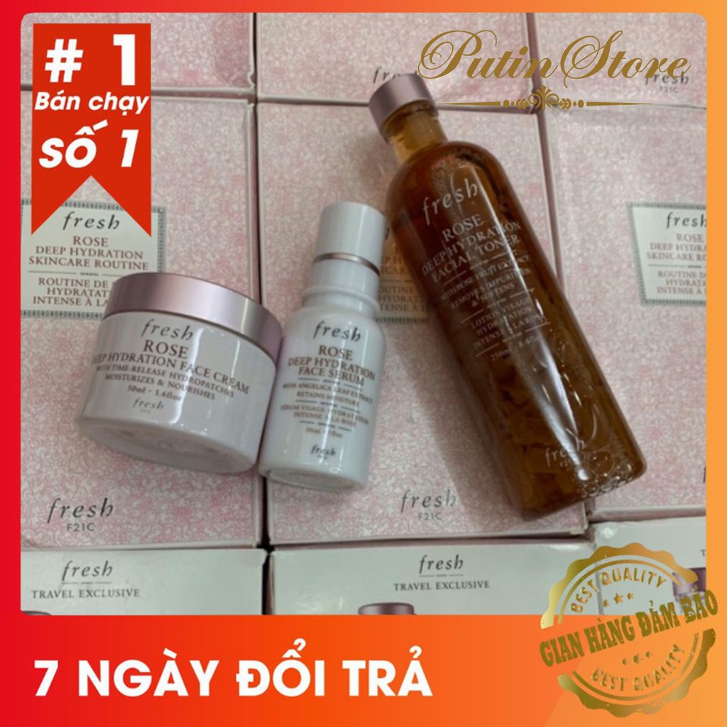 Set Bộ Dưỡng Da Fresh Rose Hydration 3 món Full Size - chính hãng