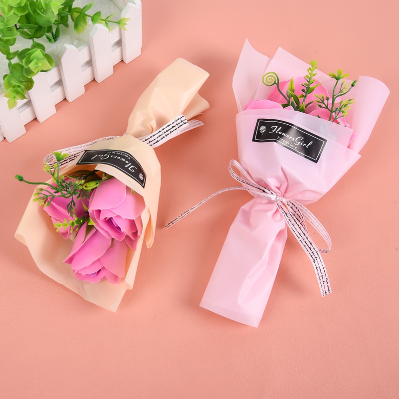 Bó Hoa Hồng Sáp Ba Đầu Nhân Tạo 24CM Làm Quà Tặng Cho Ngày Của Mẹ
