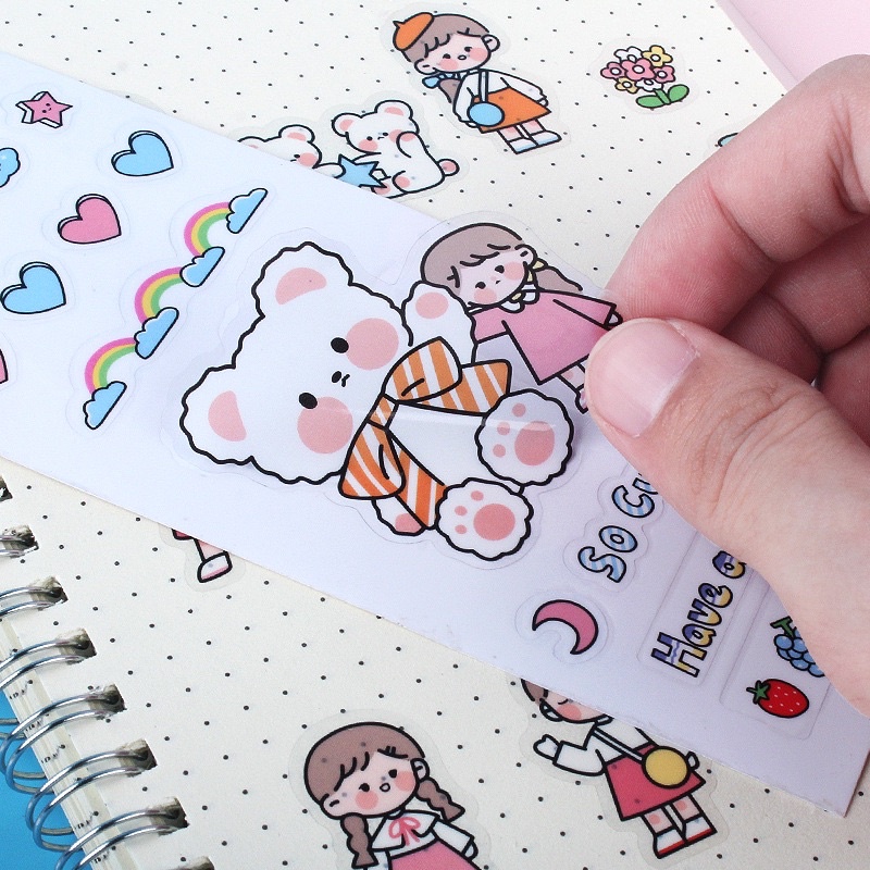 Sticker Dán Trang Trí Thủ Công Cho Điện Thoại/ Nhật Ký Hình Cô Bé Đáng Yêu - Văn Phòng Phẩm Sáng Tạo