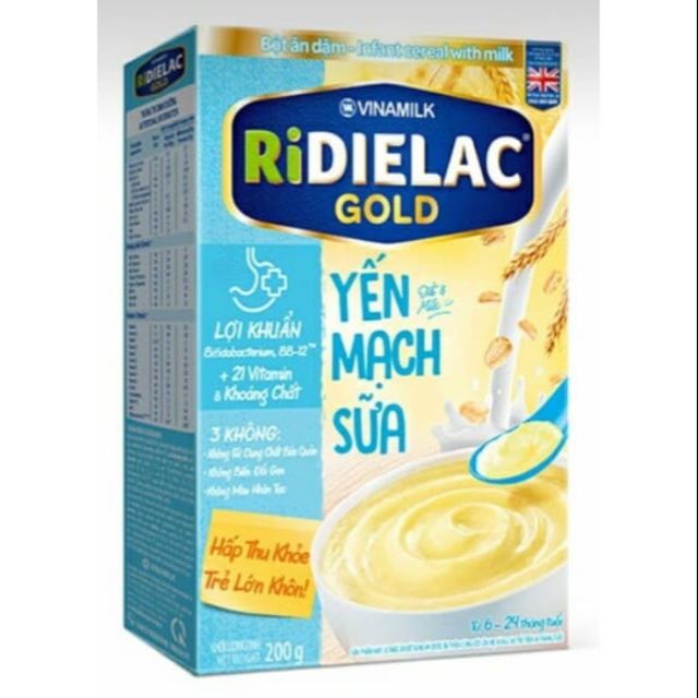Bột ăn dặm RIDIELAC GOLD Yến mạch sữa - Hộp giấy 200g