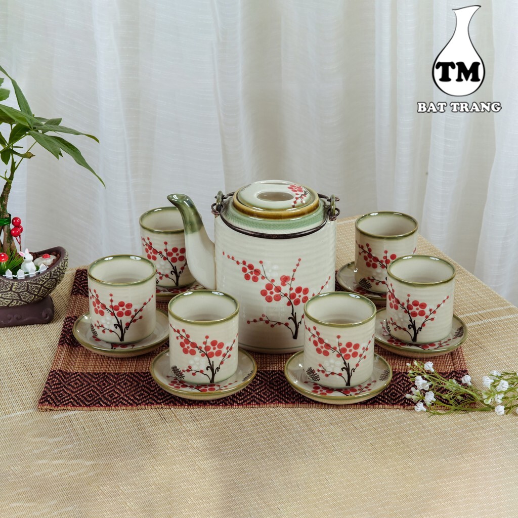 Bộ Ấm Tích Pha Trà Hãm Chè Xanh 1.5L Da Lươn Vẽ Tay Xưởng Gốm TM
