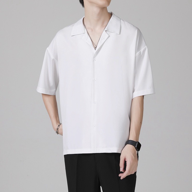 (Sỉ) Áo sơ mi ngắn tay cổ vest Ikemen form rộng unisex kiểu dáng hàn quốc trẻ trung cá tính (SM.CVEST) (ảnh thật)