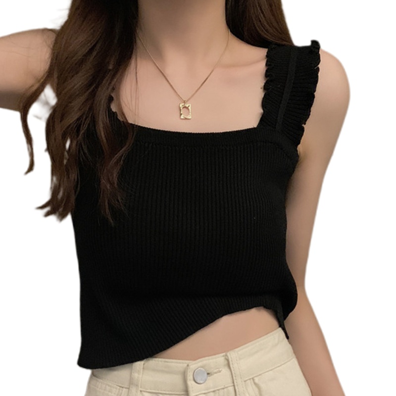 Áo Lửng Không Tay Phối Bèo Thời Trang Mùa Hè Quyến Rũ Cho Nữ