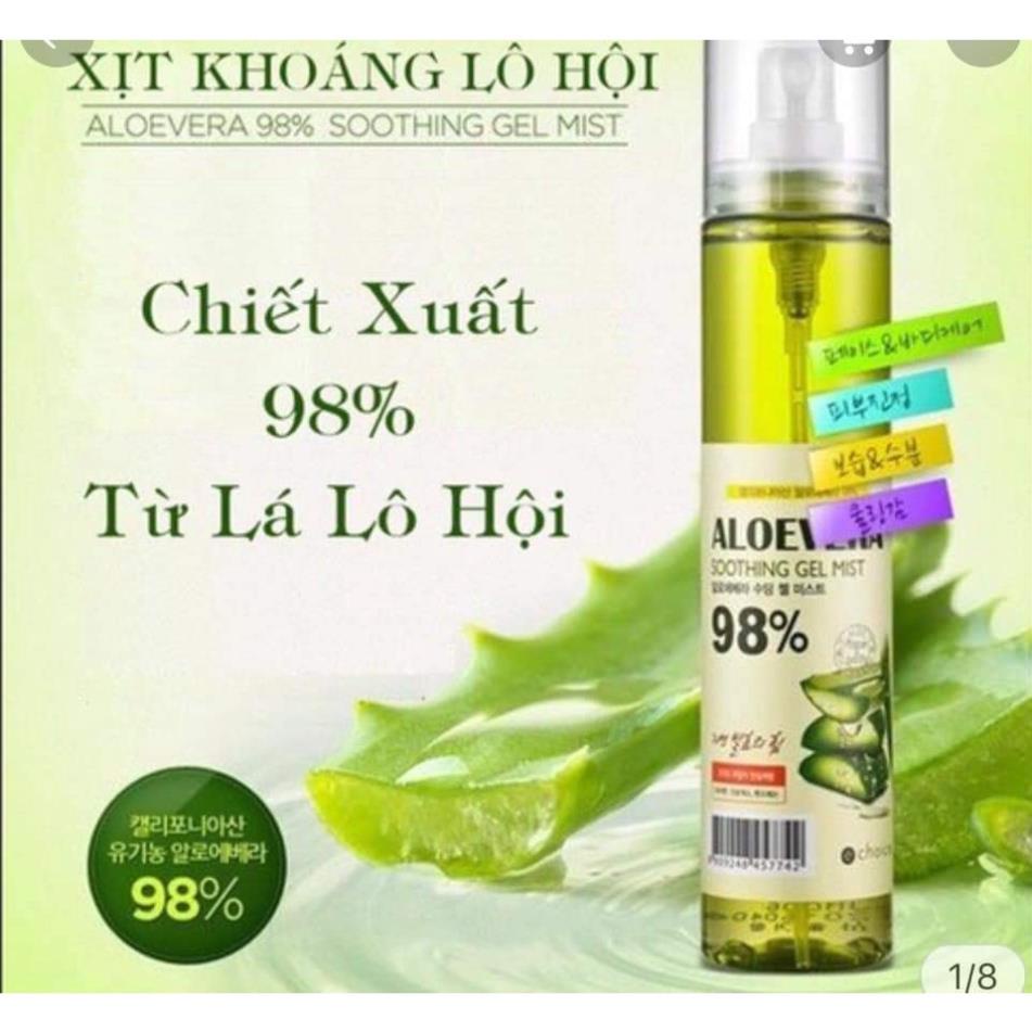 Xịt khoáng lô hội Aloe Vera Soothing Mist Hàn Quốc 150ml khoáng nha đam dưỡng trắng da chính hãng