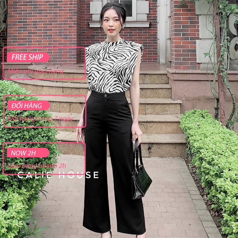 Quần ống rộng suông dáng dài culottes, hàng thiết kế thương hiệu thời trang công sở Calie House Q23 | BigBuy360 - bigbuy360.vn