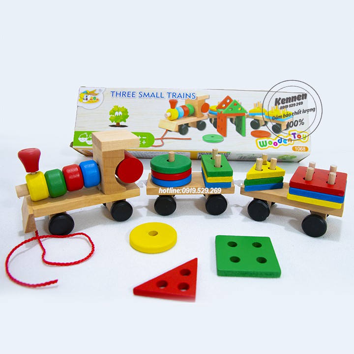 Xe lửa thả hình khối 3D Montessori phát triển tư duy