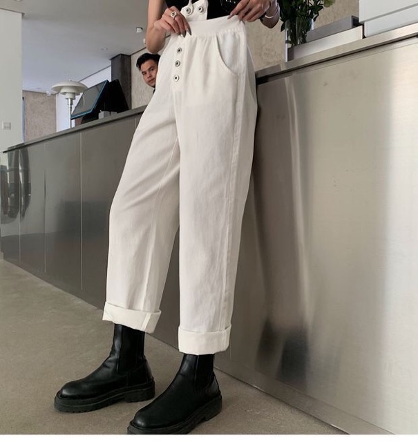 Quần yếm trắng một dây Ulzzang _NAIP | BigBuy360 - bigbuy360.vn