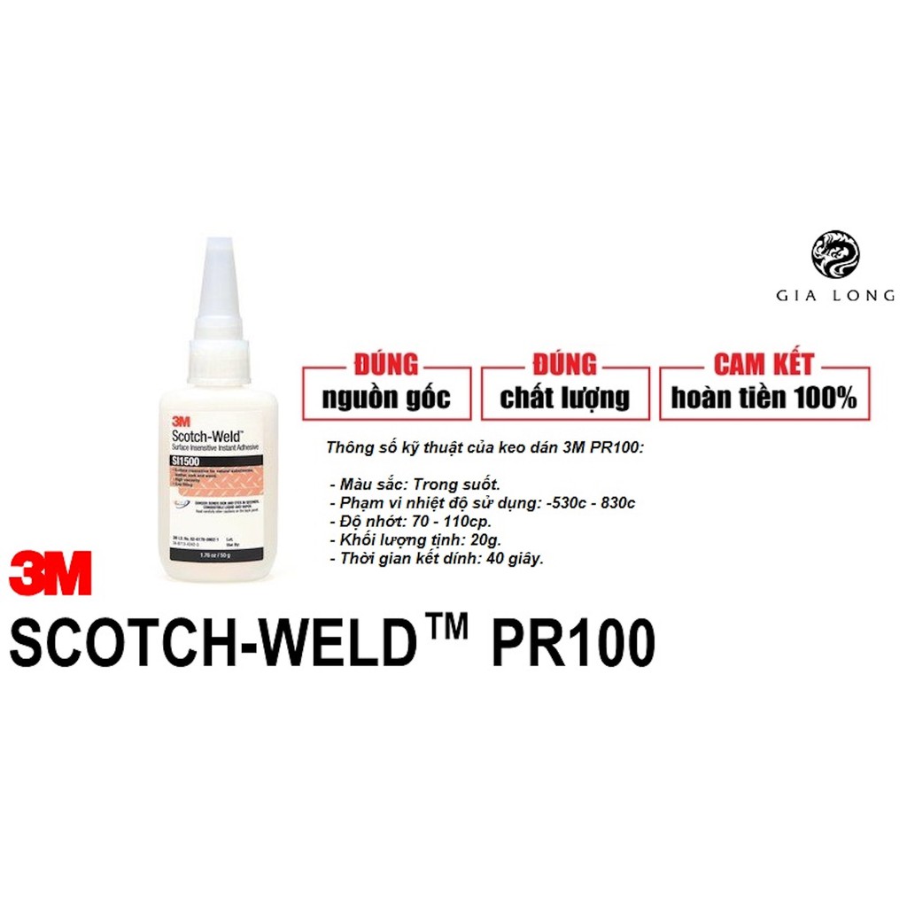 Keo dán đa năng siêu dính 3M PR100 SCOTCH-WELD 20g, siêu dính siêu bền mau khô dễ sử dụng - BẢO HỘ THINKSAFE